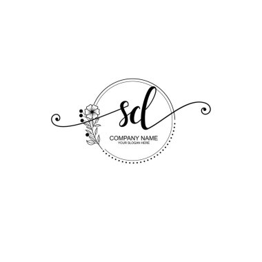 SD Monogramlı Zarif Çiçek Baş Logosu Tasarımı