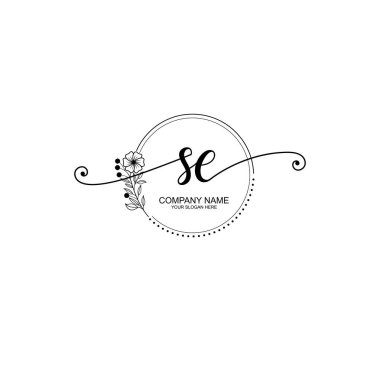 SE Monogram ile Zarif Çiçek Baş Logosu Tasarımı