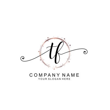 Modern El Yazısı Biçimli Zarif TF İlk Logo Koleksiyonu