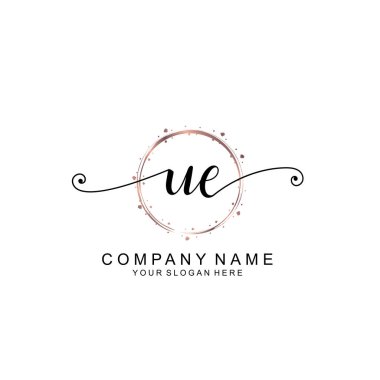 Modern El Yazısı Biçimli Zarif UE İlk Logo Koleksiyonu