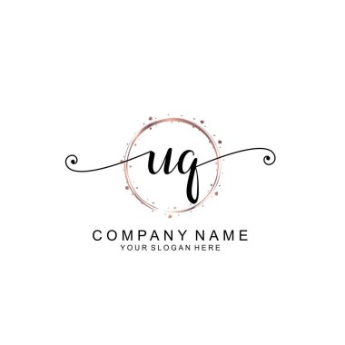 Modern El Yazısı Biçimli Zarif UQ İlk Logo Koleksiyonu