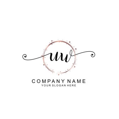 Modern El Yazısı Biçimli Zarif UW İlk Logo Koleksiyonu