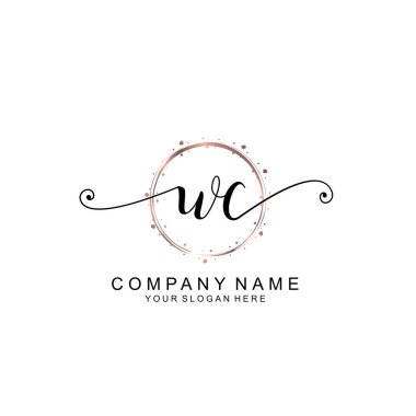 Modern El Yazısı Biçimli Zarif WC İlk Logo Koleksiyonu