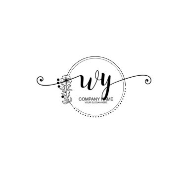 WY Monogramlı Zarif Çiçek Baş Logosu Tasarımı