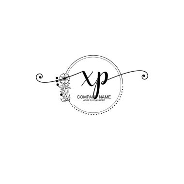 XP Monogramlı Zarif Çiçek Baş Logosu Tasarımı