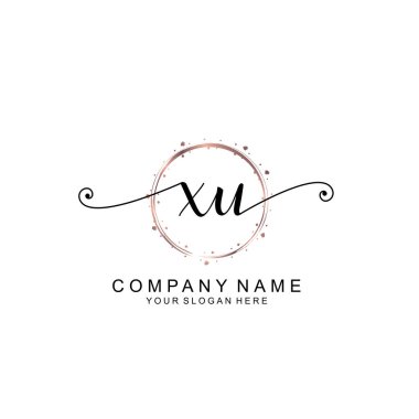 Modern El Yazısı Biçimli Zarif XU İlk Logo Koleksiyonu