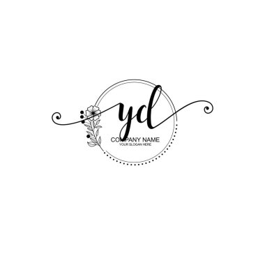 YD Monogramlı Zarif Çiçek Baş Logosu Tasarımı