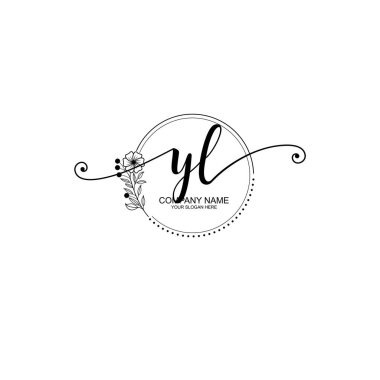 YL Monogramlı Zarif Çiçek Baş Logosu Tasarımı