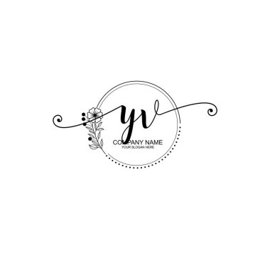 YV Monogramlı Zarif Çiçek Baş Logosu Tasarımı
