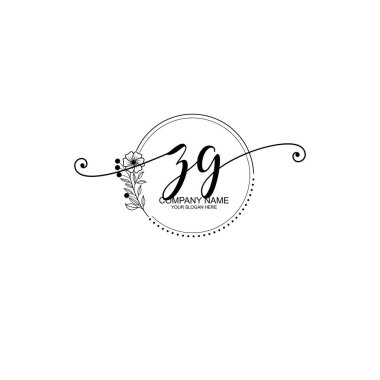 ZG Monogramlı Zarif Çiçek Baş Logosu Tasarımı