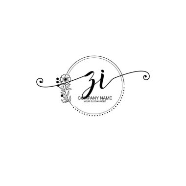 ZI Monogramlı Zarif Çiçek Baş Logosu Tasarımı