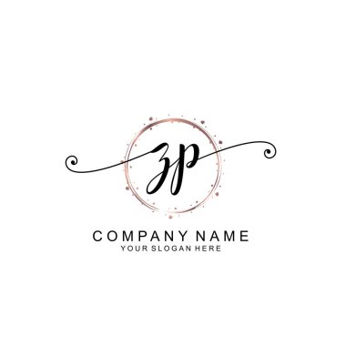 Modern El Yazısı Biçimli Zarif ZP İlk Logo Koleksiyonu