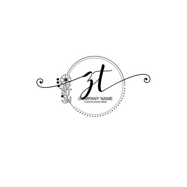 ZT Monogramlı Zarif Çiçek Baş Logosu Tasarımı