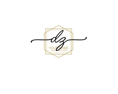 Modern Çizgi Sanatı ve Doğa Elementleri ile DZ Monogram Logosu Tasarımı