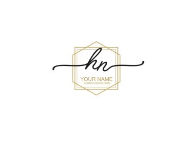 Modern Çizgi Sanatı ve Doğa Elementleri ile HN Monogram Logosu Tasarımı