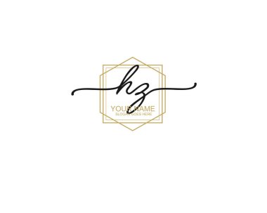 Modern Çizgi Sanatı ve Doğa Elementleri ile HZ Monogram Logosu Tasarımı