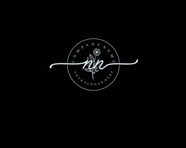 Kişisel veya İş Markaları İçin Minimalist Çiçek NN İlk Logosu
