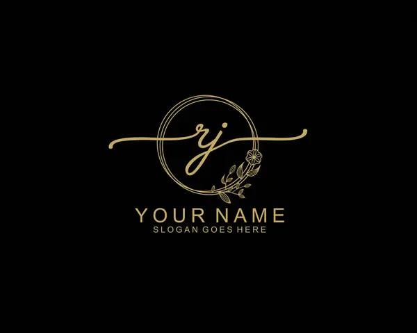 Dekoratif Çerçeveli Yaratıcı El Yazısı RJ Başlangıç Logoları