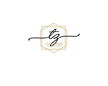 Modern Satır Sanatı ve Doğa Elementleri ile TZ Monogram Logosu Tasarımı