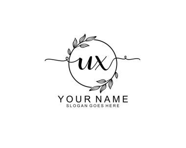 Modern Çizgi Sanatı ve Doğa Elementleri ile UX Monogram Logosu Tasarımı