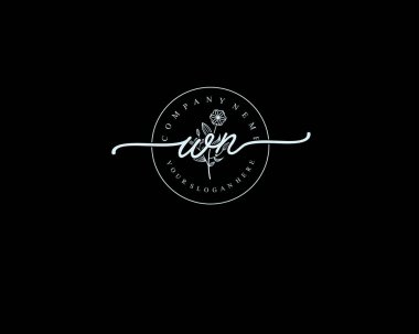 Kişisel ya da İş Markaları İçin Minimalist Çiçekçi WN İlk Logosu
