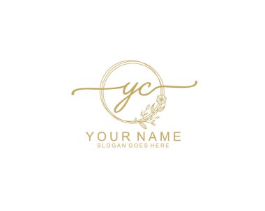 Dekoratif Çerçeveli Yaratıcı El Yazısı YC Başlangıç Logoları