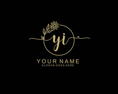 Kişisel ya da İş Markaları İçin Minimalist Çiçek YI İlk Logosu