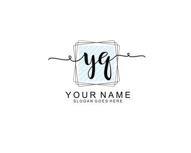 Dekoratif Çerçeveli Yaratıcı El Yazısı YQ Başlangıç Logoları