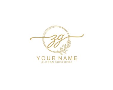 Dekoratif Çerçeveli Yaratıcı El Yazısı ZG Başlangıç Logoları