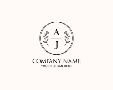 Botanik Aksanlı Minimalist AJ Monogram Logoları