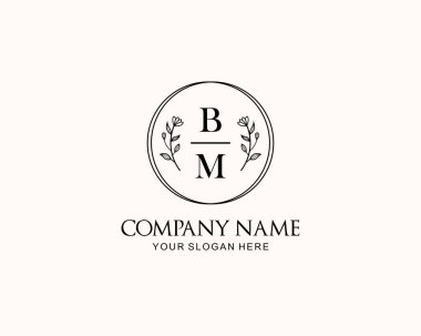 Botanik Aksanlı Minimalist BM Monogram Logoları
