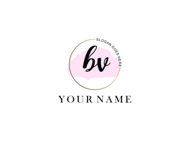 Brand Kimliği için BV Modern El Yazısı Logo Kavramları