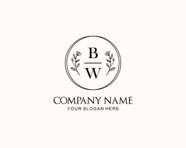 Botanik Aksanlı Minimalist BW Monogram Logoları