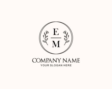 Botanik Aksanlı Minimalist EM Monogram Logoları