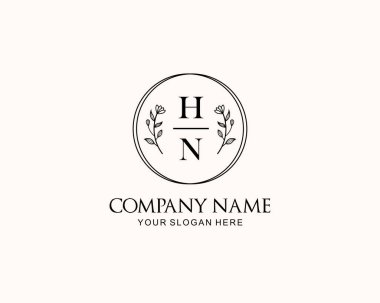 Botanik Aksanlı Minimalist HN Monogram Logoları