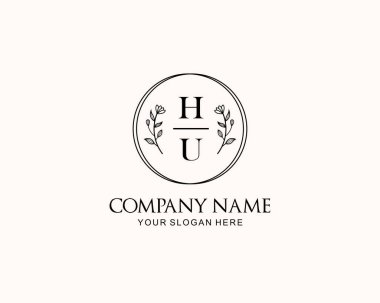 Botanik Aksanlı Minimalist HU Monogram Logoları