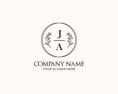 Botanik Aksanlı Minimalist JA Monogram Logoları