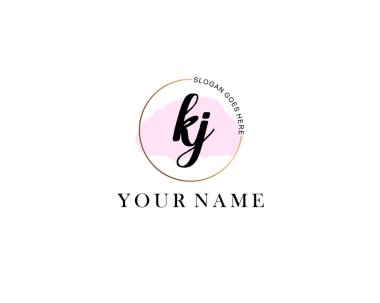 Marka Kimliği için KJ Modern El Yazısı Logo Kavramları