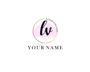 Marka Kimliği için LV Modern El Yazısı Logo Kavramları