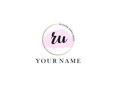 Marka Kimliği için RU Modern El Yazısı Logo Kavramları