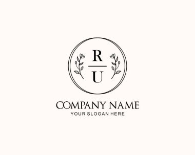 Botanik Aksanlı Minimalist RU Monogram Logoları