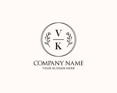 Botanik Aksanlı Minimalist VK Monogram Logoları