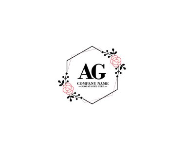 Floral ve El Yazısı Biçimli AG İlk Logo Tasarımı