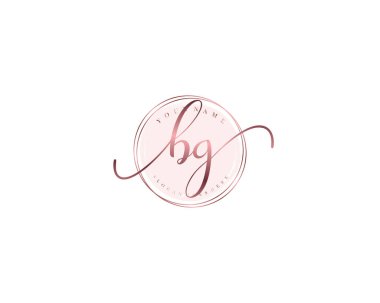 Çiçek ve Minimalist Elementlerle BG El Yazısı Logosu