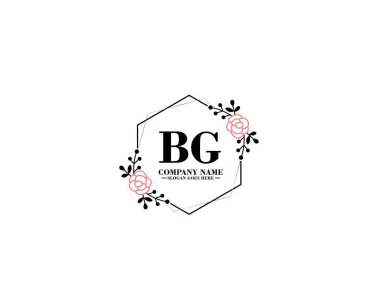 Çiçek ve el yazısıyla BG İlk Logo Tasarımı