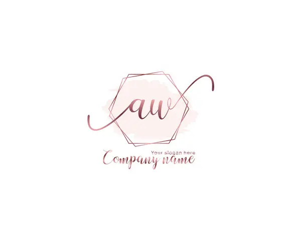 Modern Çiçek Monogramı AW Logo Tasarım Şablonu