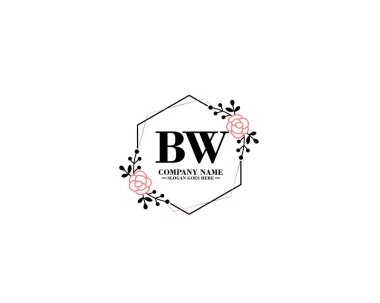 Çiçek ve el yazısıyla BW İlk Logo Tasarımı