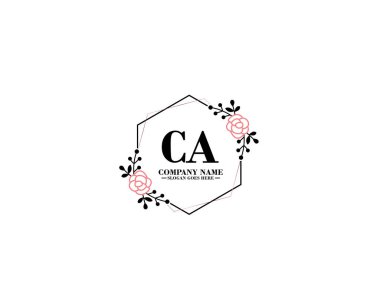 Floral ve El Yazısı Biçimli CA İlk Logo Tasarımı