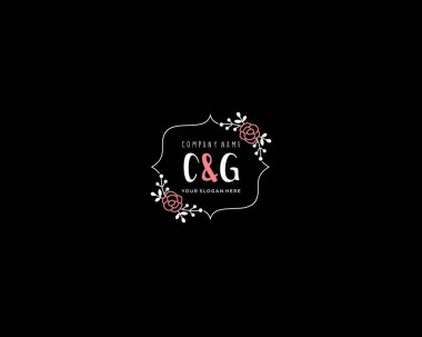 Modern Çiçek Monogramı CG Logo Tasarım Şablonu