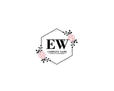 Çiçek ve el yazısıyla EW İlk Logo Tasarımı